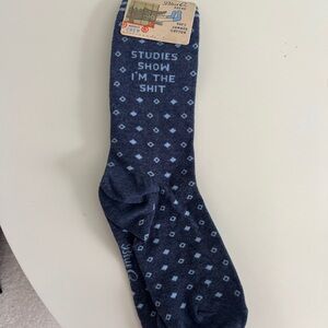 Blue Q Navy Socks with Light Blue Pattern